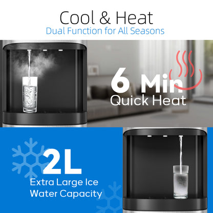 Manastin Bottom-Loading Water Dispenser, 3 Temperatures (Hot, Room and Cold), Child Safety Lock, LED Display with Empty Bottle Alert, Silver