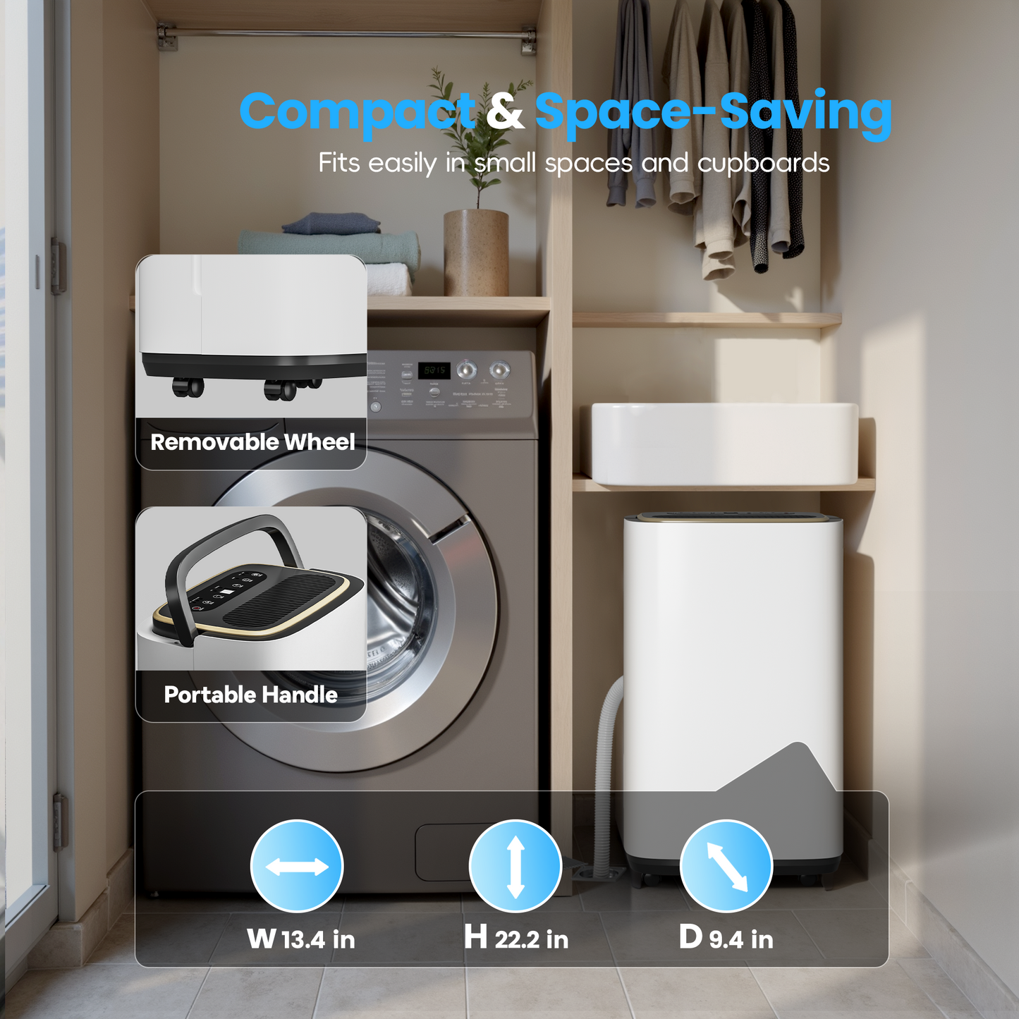 5000 Sq.Ft Dehumidifier, 50PT/24H Dehumidifiers with Hose for Home, Large Electric Dehumidifier for Bedroom Office, Basement, Laundry, Dehu/Dry/Air Mode, Humidity Display, Timer, Drainage Hose