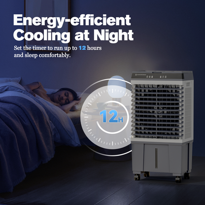 Portable Evaporative Air Cooler, 1800 CFM Swamp Cooler with Large 8-Gal Water Tank & 4 Oversized Ice Box, 120° Swing, Upgraded Remote, 12H Timer, 4-in-1 Air Cooling Fan for Indoor Outdoor, 32 inch