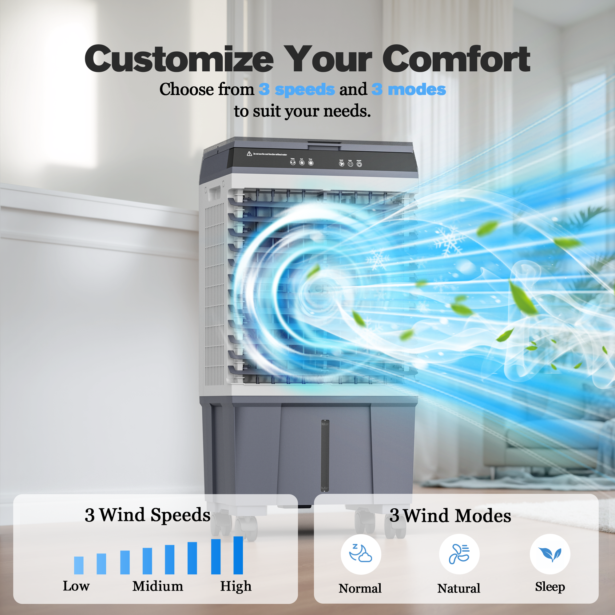 Portable Evaporative Air Cooler, 1800 CFM Swamp Cooler with Large 8-Gal Water Tank & 4 Oversized Ice Box, 120° Swing, Upgraded Remote, 12H Timer, 4-in-1 Air Cooling Fan for Indoor Outdoor, 32 inch