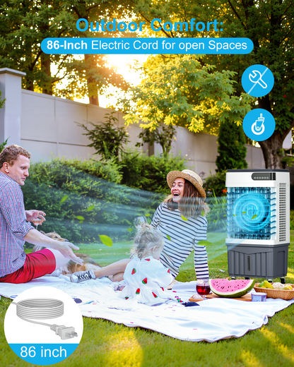 Swamp Cooler Air Conditioners, 4-IN-1 Portable Evaporative Cooler Cools Up to 600 Sq.Ft, Large 8.5Gal Tank for 24/7 Cooling, Low Noise Cooling Fan with Remote Control Fits for Large Rooms