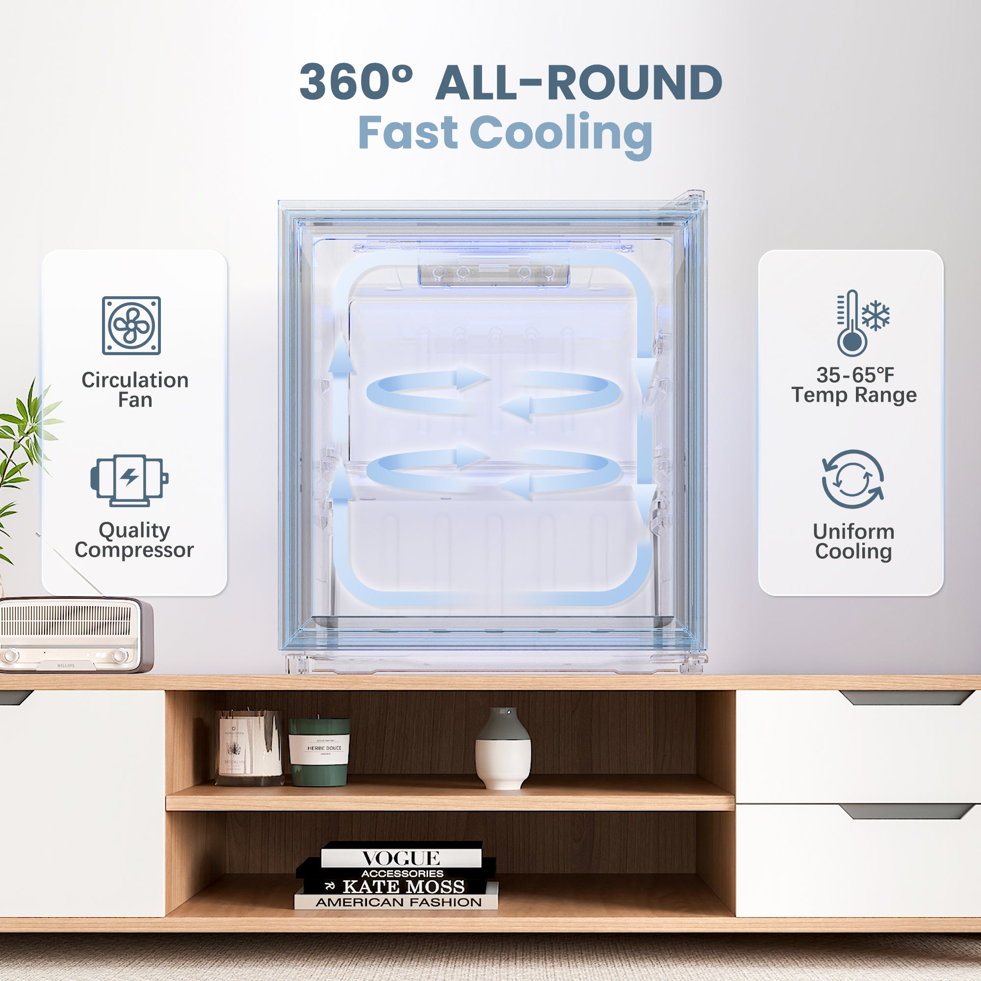 Manastin 65 Can Beverage Refrigerator Cooler 1.76 Cu.ft Mini Fridge with Glass Door & Adjustable Shelves, Perfect for Home, Office or Bar