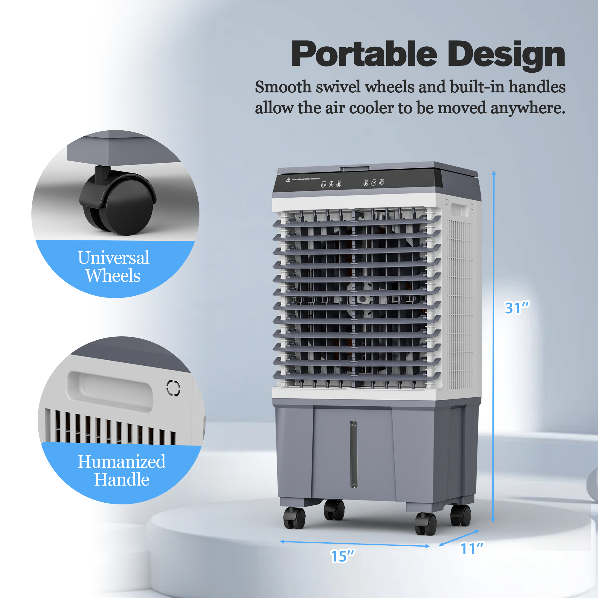 Portable Evaporative Air Cooler, 1800 CFM Swamp Cooler with Large 8-Gal Water Tank & 4 Oversized Ice Box, 120° Swing, Upgraded Remote, 12H Timer, 4-in-1 Air Cooling Fan for Indoor Outdoor, 32 inch