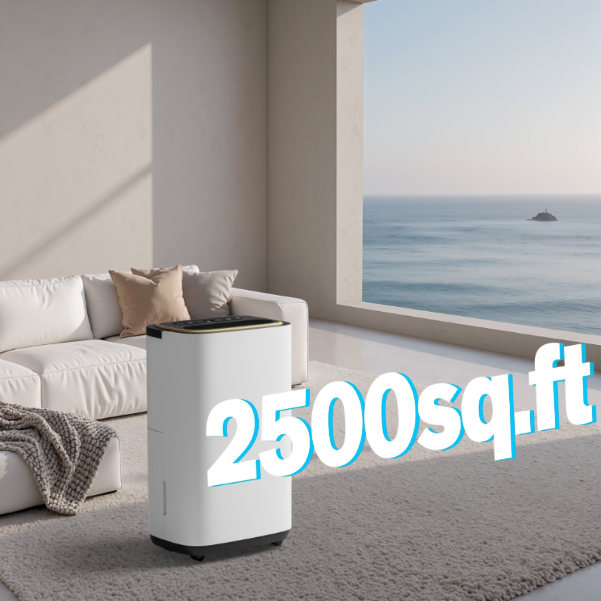 Manastin 30 pint dehumidifier for 2,500 sq. ft. with drain and 0.6 gallon tank for basement, bedroom, garage, bathroom