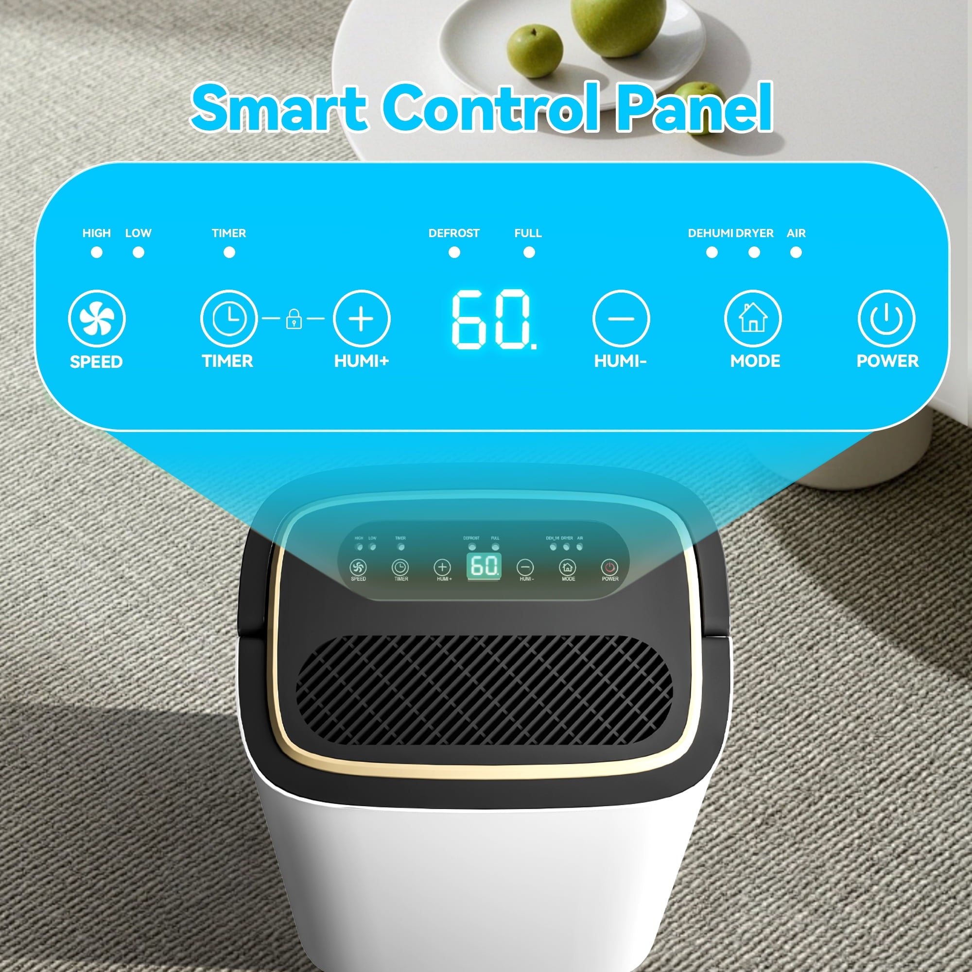 Manastin 50 Pint Dehumidifier for 5,000 Sq. Ft. with Drain and 1.6 Gallon Tank for Basement, Bedroom, Garage, Bathroom