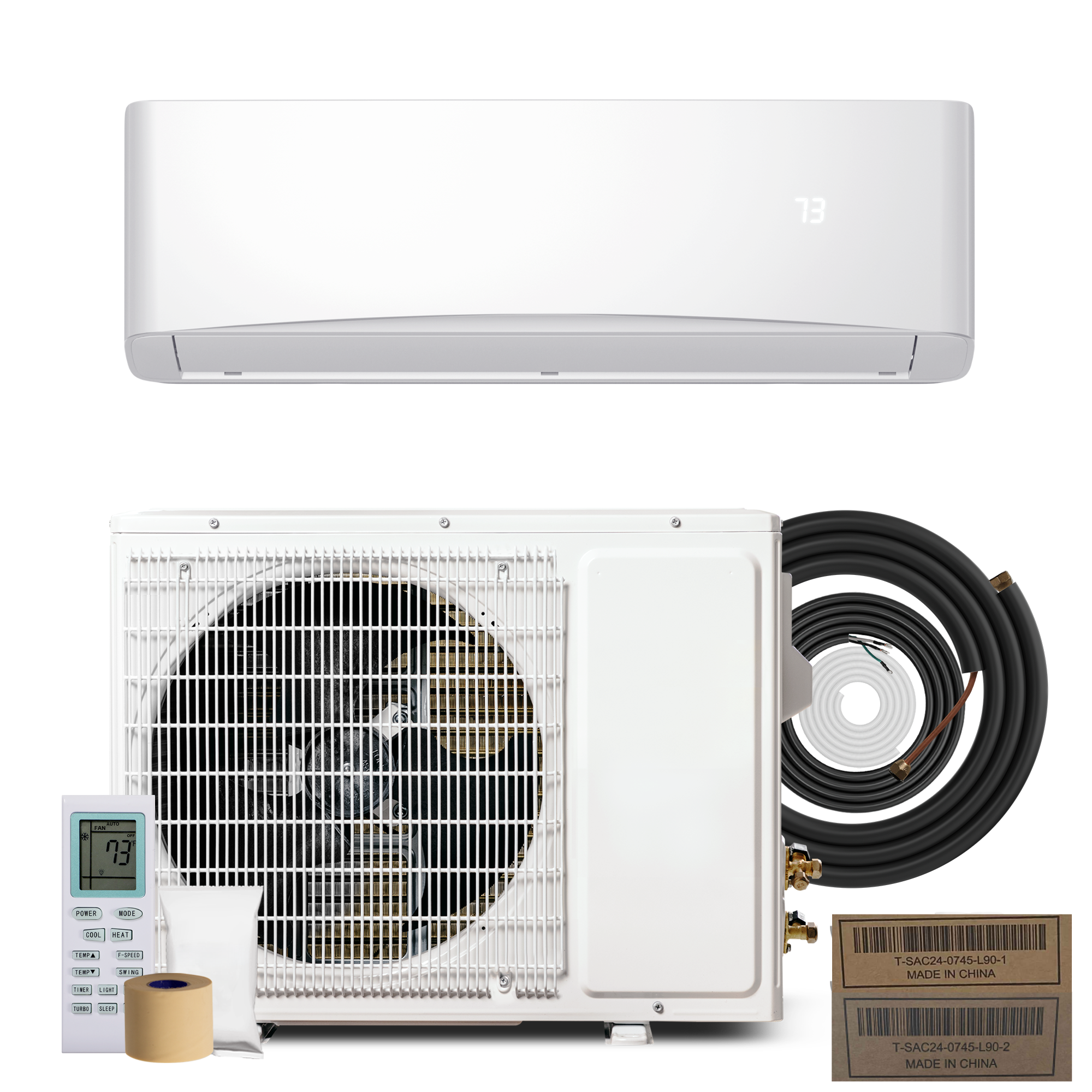 9000BTU Mini Split Air Conditioner& Heater with Inverter, Energy Efficient Inverter AC with Heat Pump, Complete Installation Kit,17 SEER2 230V AC Unit Cools Rooms up to 450 Sq. Ft,  White