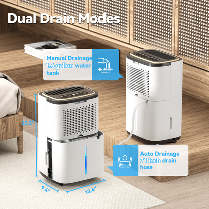 5000 Sq.Ft Dehumidifier, 50PT/24H Dehumidifiers with Hose for Home, Large Electric Dehumidifier for Bedroom Office, Basement, Laundry, Dehu/Dry/Air Mode, Humidity Display, Timer, Drainage Hose
