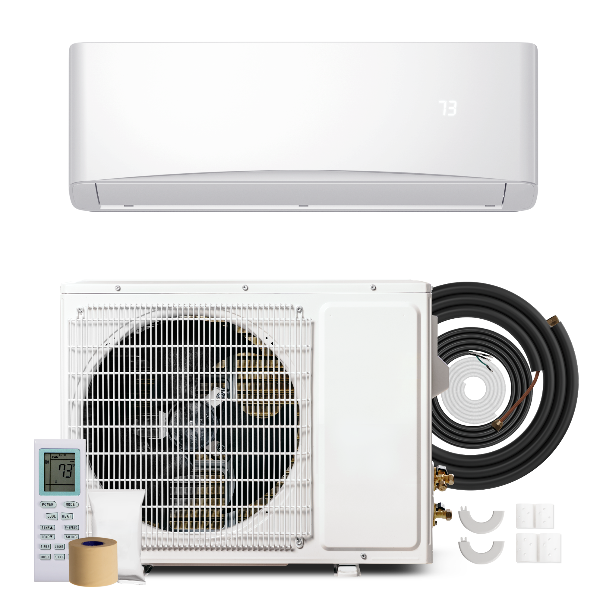 Manastin 12000 BTU Mini Split Air Conditioner & Heater With AHRI Certified, 17 SEER2 230V Inverter System, Covers Up to 750 Sq. Ft, Complete Installation Kit Included