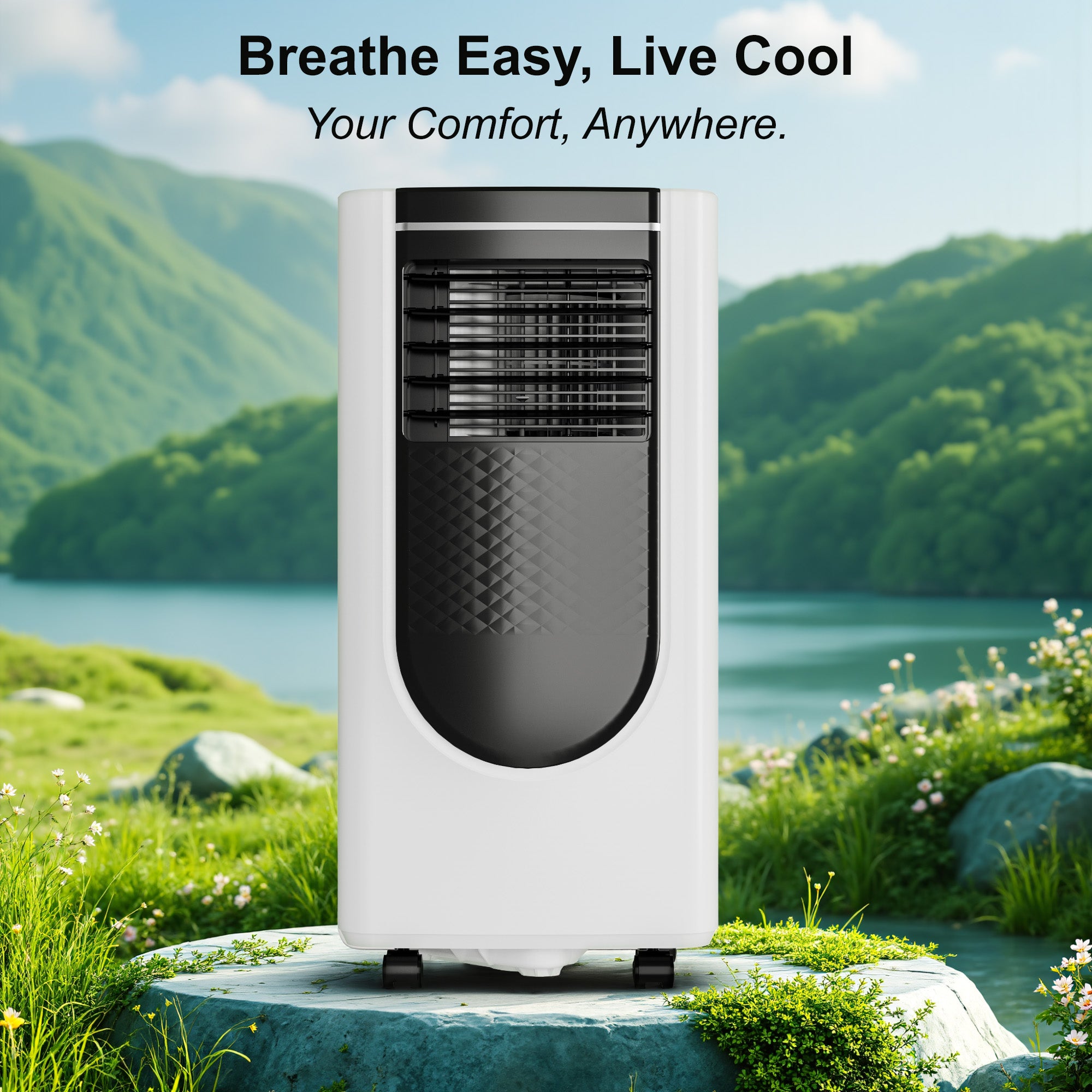 Manastin 8000 BTU Portable Air Conditioner, 3-in-1 AC Unit with Cooling, Dehumidifier & Fan Modes, Covers Up to 350 Sq. Ft, Quiet Operation, Remote Control, 24H Timer, and Window Installation Kit