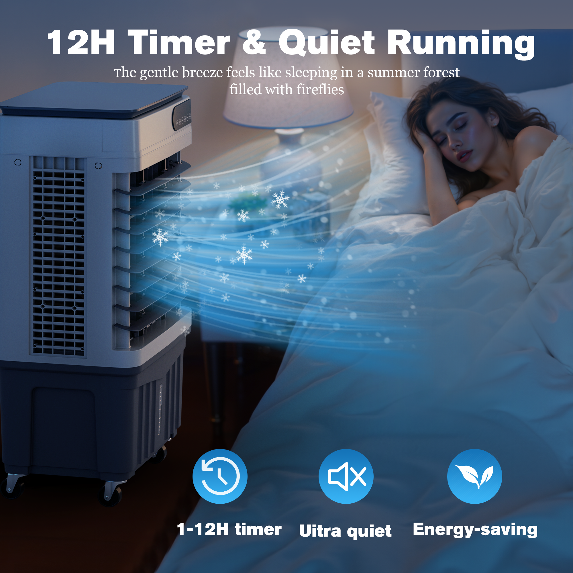 Swamp Cooler Air Conditioners, 4-IN-1 Portable Evaporative Cooler Cools Up to 600 Sq.Ft, Large 8.5Gal Tank for 24/7 Cooling, Low Noise Cooling Fan with Remote Control Fits for Large Rooms