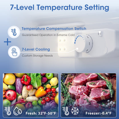 Manastin 3.5 Cu.ft Mini Fridge with Freezer, Adjustable Thermostat, Low Noise, Removable Glass Shelves, 2 Door Small Refrigerator for Kitchen, Office, Bedroom,Silver