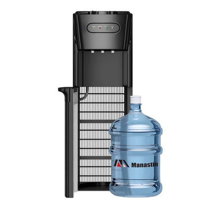 Manastin Bottom-Loading Water Dispenser, 3 Temperatures (Hot, Room and Cold), Child Safety Lock, LED Display with Empty Bottle Alert, Black