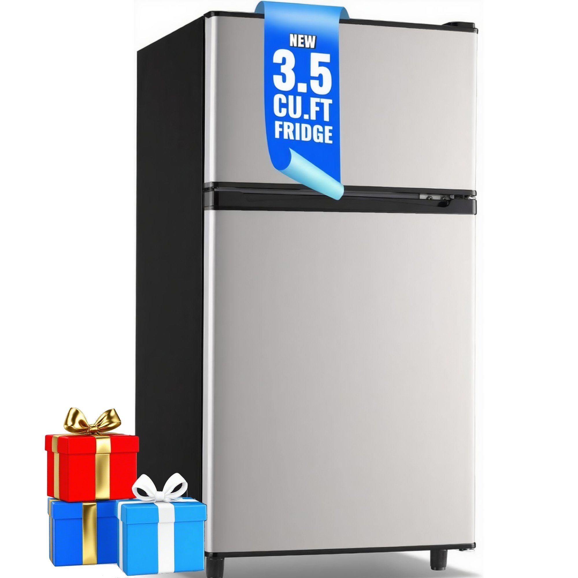 Manastin 3.5 Cu.Ft Mini Fridge with Freezer – Quiet, Energy-Efficient, and Space-Smart, Silver
