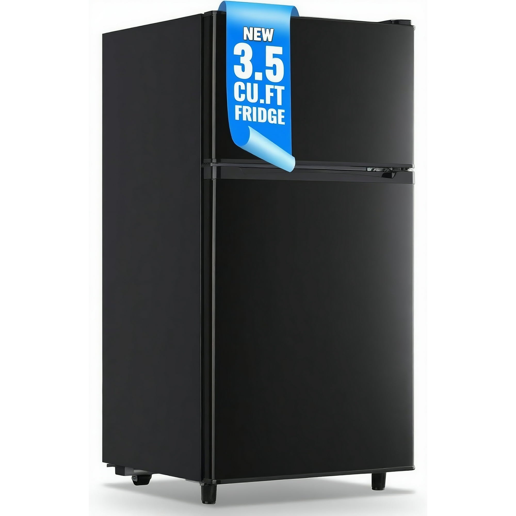 Manastin 3.5 Cu.ft Mini Fridge with Freezer, Adjustable Thermostat, Low Noise, Removable Glass Shelves, 2 Door Small Refrigerator for Kitchen, Office, Bedroom,Black