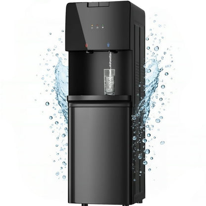 Water Coolers Dispenser 5 Gallon Top Load, Cold/Hot Water Cooler, Innovative Simple Design Quiet Operation Freestanding with Child Safety Lock for Home or Office， black