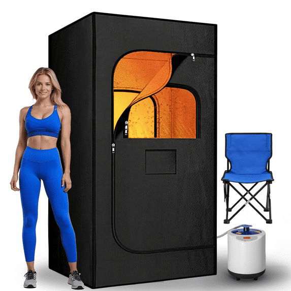 Portable Steam Sauna for Home with 3L 1200W Steamer, Remote Control, Folding Chair (Oxford cloth, waterproof)