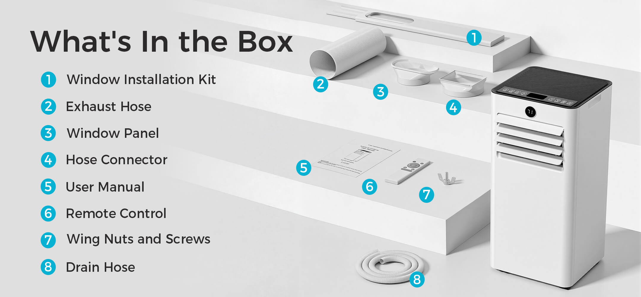 Manastin Portable AC what's in the box