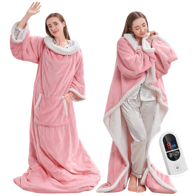 Wearable Heated Blanket with Sleeves & Foot Pocket