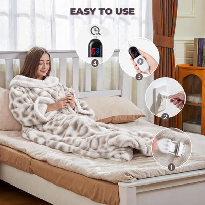 Wearable Heated Blanket with Sleeves & Foot Pocket