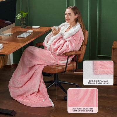 Wearable Heated Blanket with Sleeves & Foot Pocket