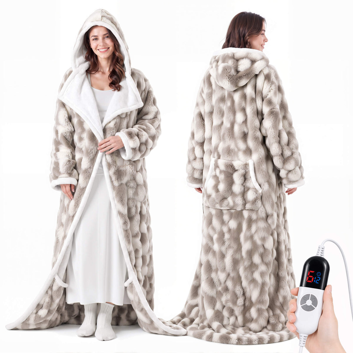 Wearable Heated Blanket with Sleeves & Foot Pocket