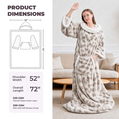 Wearable Heated Blanket with Sleeves & Foot Pocket