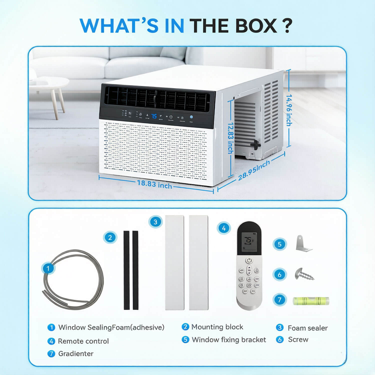 Window Air Conditioner WAC25 - U Shaped what's in the box