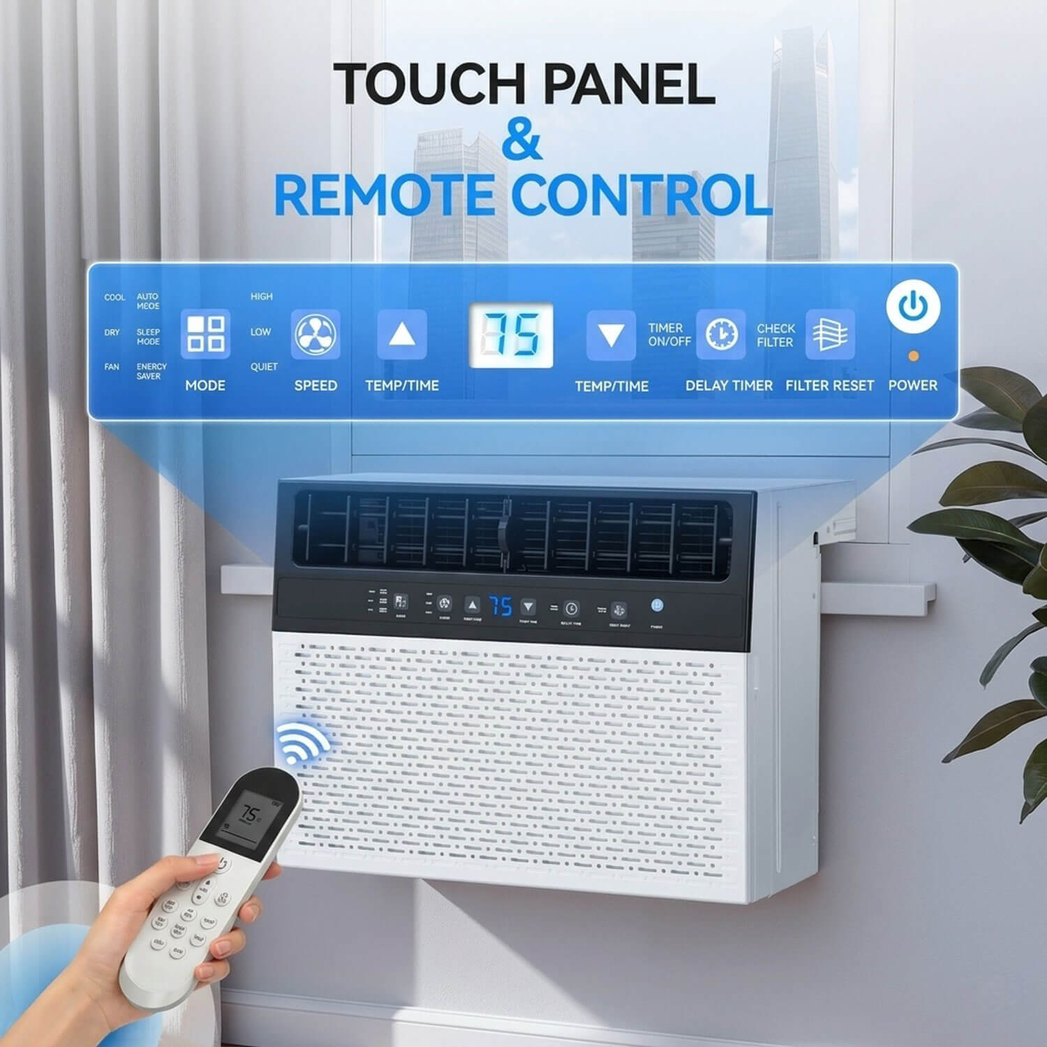 Window Air Conditioner WAC25 - U Shaped touch panel and remote control