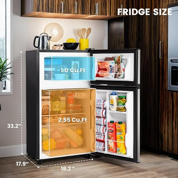 Manastin 3.5 Cu.Ft Mini Fridge with Freezer – Quiet, Energy-Efficient, and Space-Smart, Silver