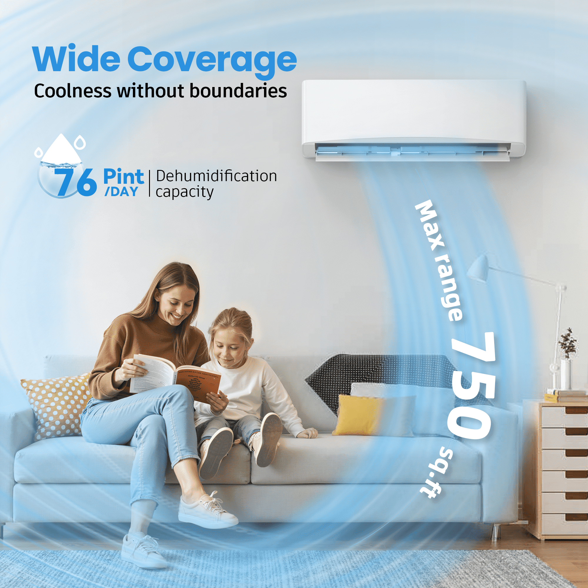 Manastin 12000 BTU Mini Split Air Conditioner & Heater with Inverter, 17 SEER2 115V Energy Saving AC Unit Cools Rooms up to 750 Sq. Ft, Complete Installation Kit