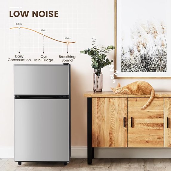 Manastin 3.5 Cu.Ft Mini Fridge with Freezer – Quiet, Energy-Efficient, and Space-Smart, Silver