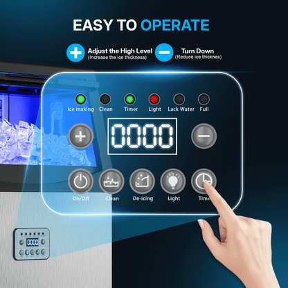 Manastin Commercial Ice Maker, 100Lbs/24H, 50 Ice Cubes, Stainless Steel Under Counter ice Machine, Self-Cleaning & Timer, for Home & Bar