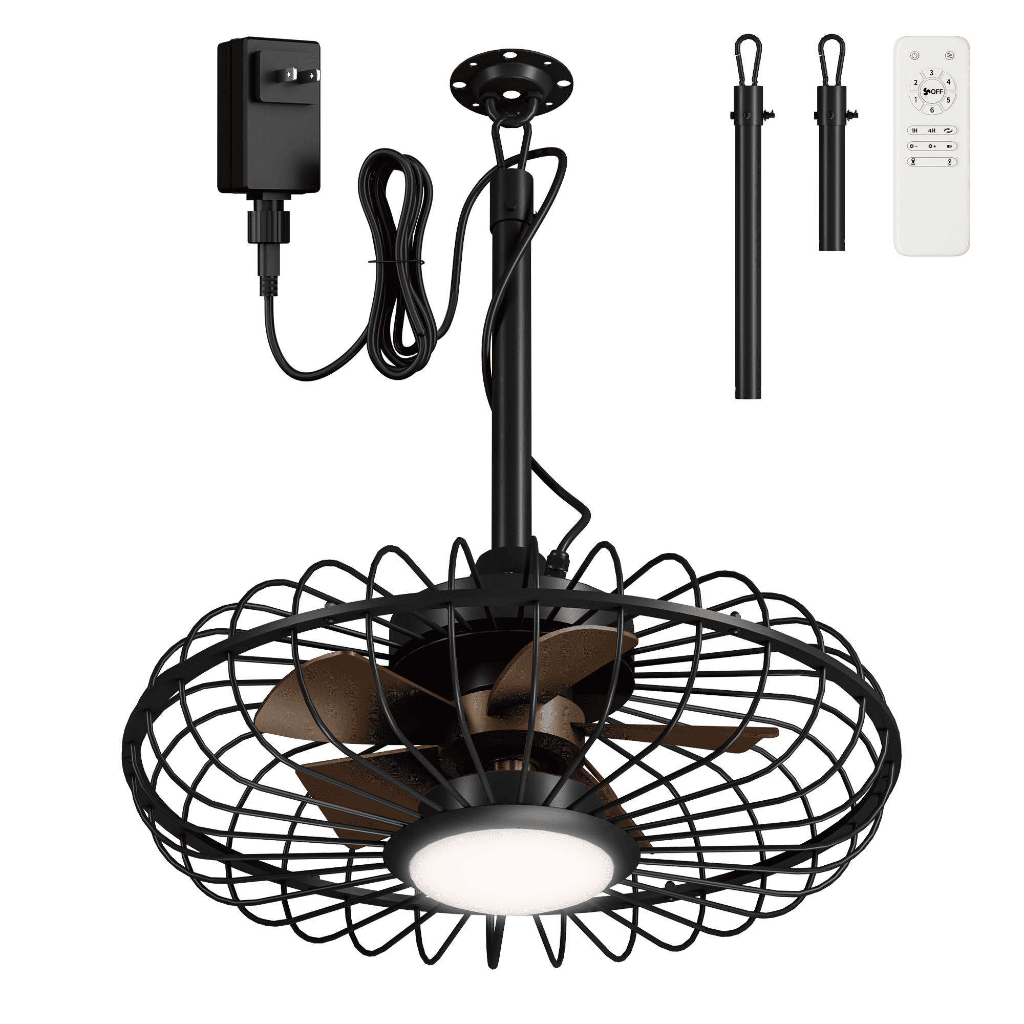 20" Outdoor Ceiling Fan with Light with Remote, 6 Speeds & Timer, 3CCT Dimmable LED, IP65 Waterproof, for Kitchen, Bedroom, Outdoor,Round
