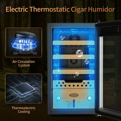 Cigar Humidor, Cigar Humidor Cabinet Light Control System with Hygrometer, Cigar Accessories Drawer