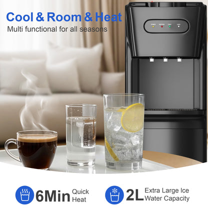Manastin Bottom-Loading Water Dispenser w/ Hot, Room & Cold Water | Child Safety Lock, LED Display, Black