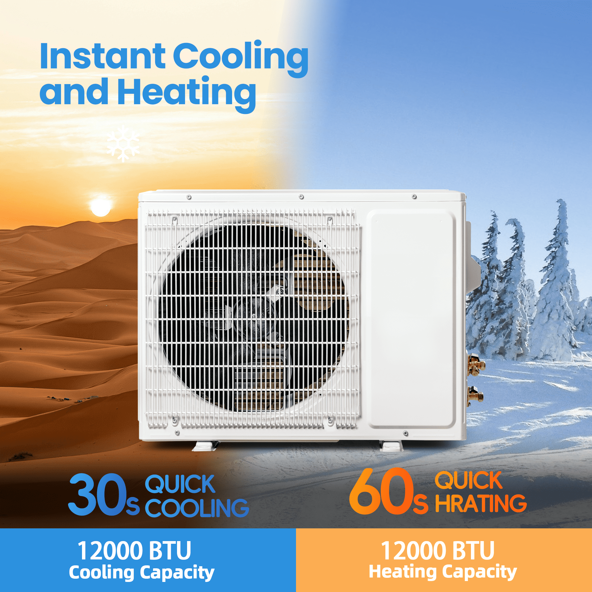 Manastin 12000 BTU Mini Split Air Conditioner & Heater With AHRI Certified, 17 SEER2 115V Inverter System, Covers Up to 750 Sq. Ft, Complete Installation Kit Included
