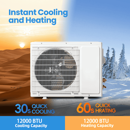 Manastin 12000 BTU Mini Split Air Conditioner & Heater With AHRI Certified, 17 SEER2 115V Inverter System, Covers Up to 750 Sq. Ft, Complete Installation Kit Included