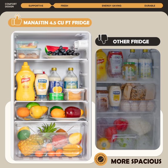 4.5 Cu.ft Mini Fridge with Freezer 2-Door Compact & 7 Settings Temperature Adijustable, Refrigerator for Dorm, Office, Bar, RV, Bedroom, Black