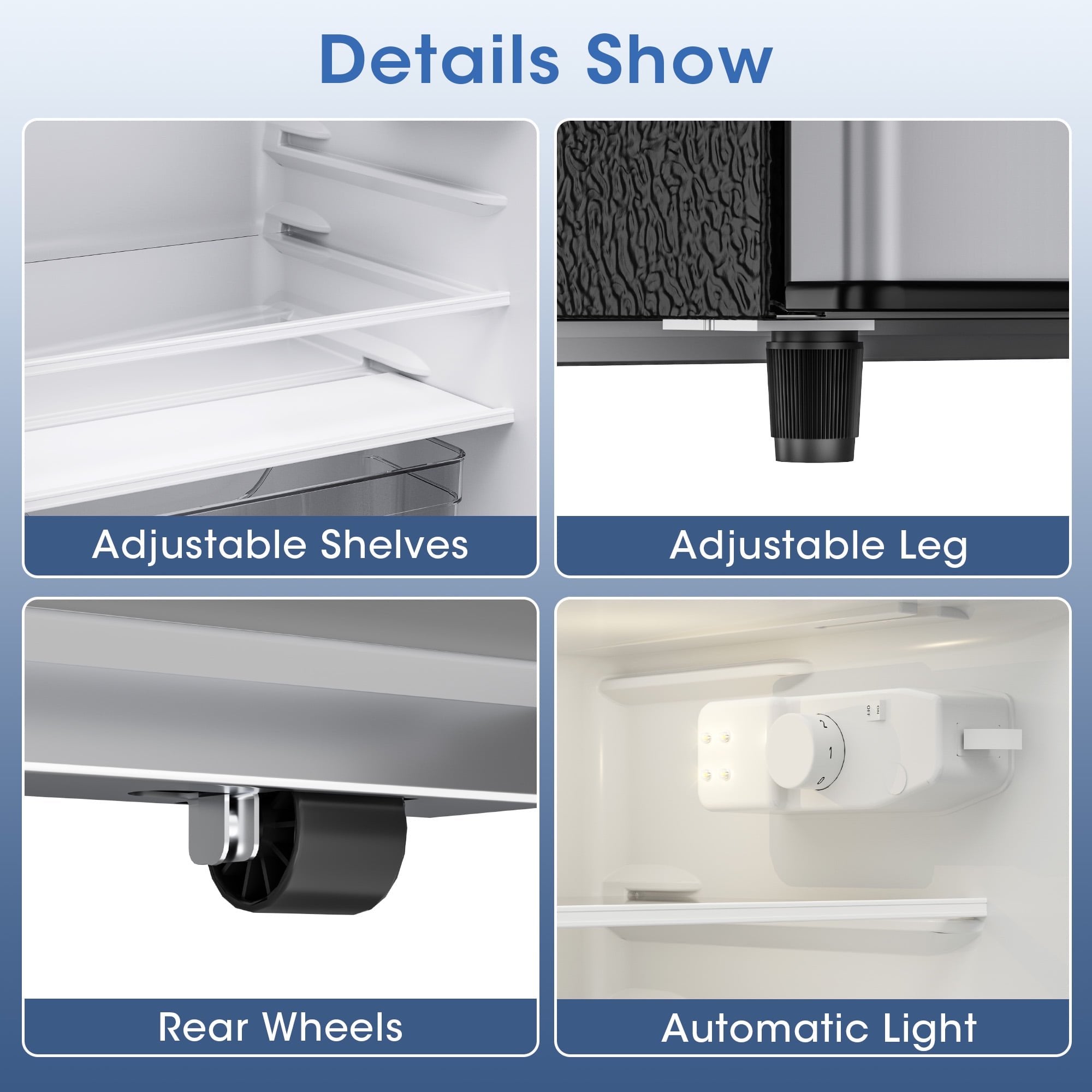 Manastin 3.5 Cu.ft Mini Fridge with Freezer, Adjustable Thermostat, Low Noise, Removable Glass Shelves, 2 Door Small Refrigerator for Kitchen, Office, Bedroom,Silver